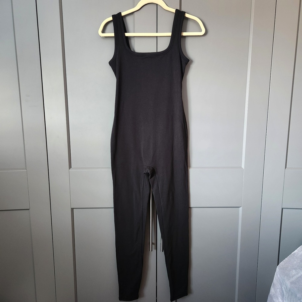 New SKIMS Cotton Jersey Maternity Catsuit Size S Soot Black Bodysuit Jumpsuit
